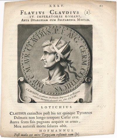 Incisione in medaglione di Marco Aurelio Claudio Quintillo da Unknown